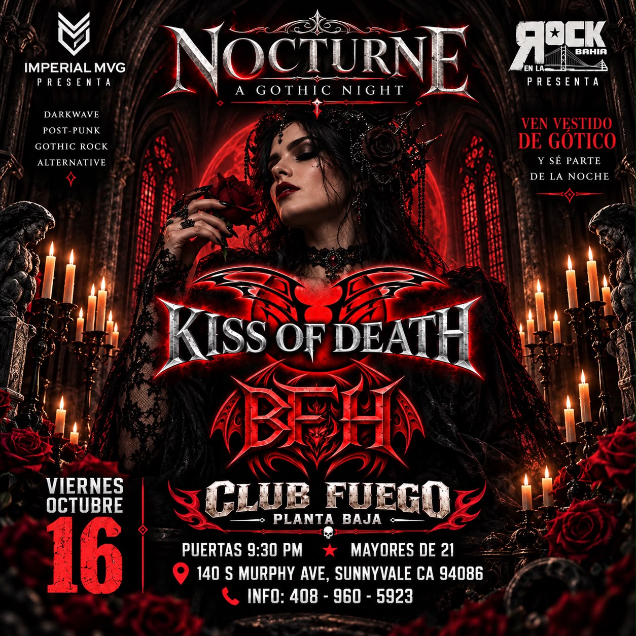 Flyer de Nocturne: A Gothic Night – “Kiss of Death”