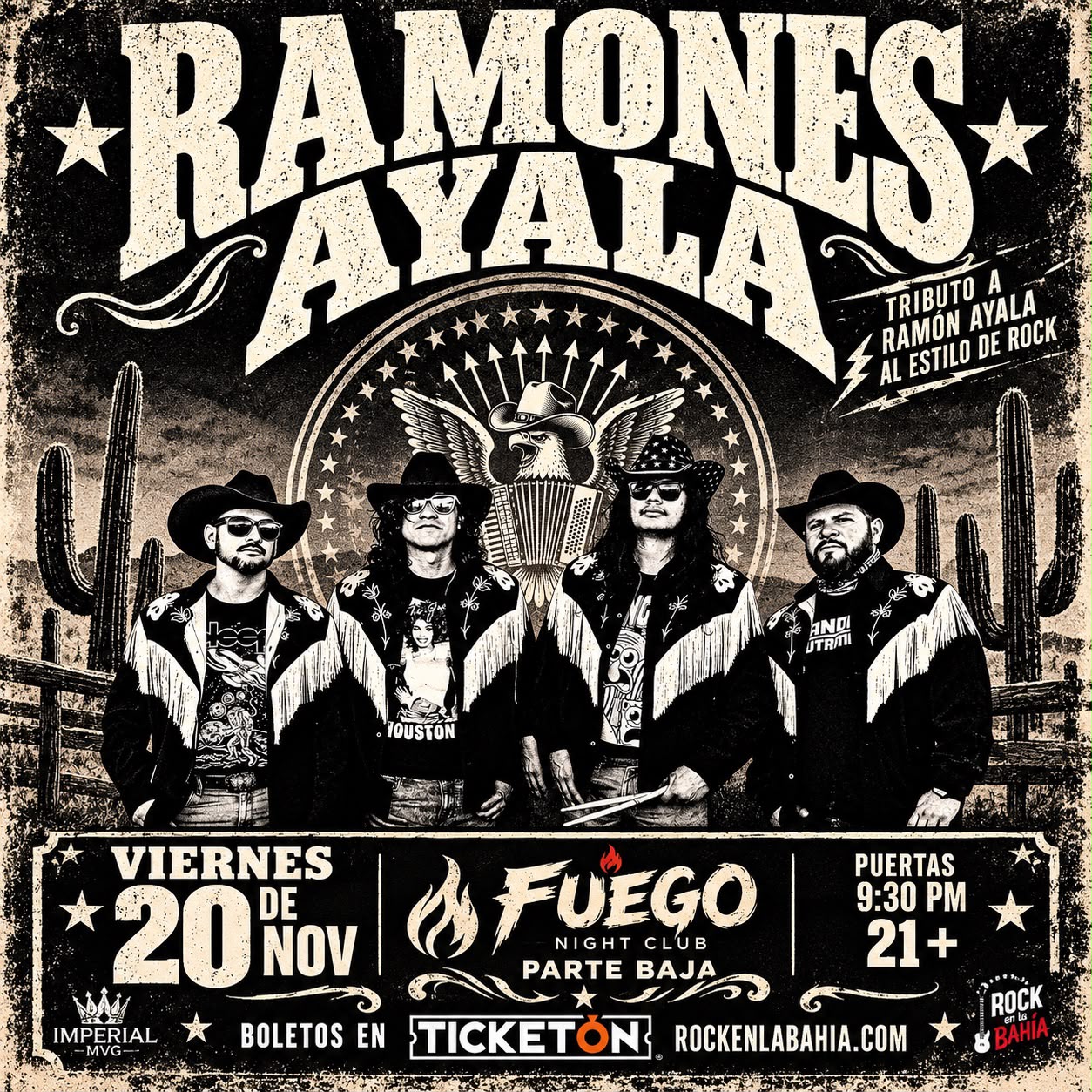 Flyer de Ramón Ayala al estilo de Rock